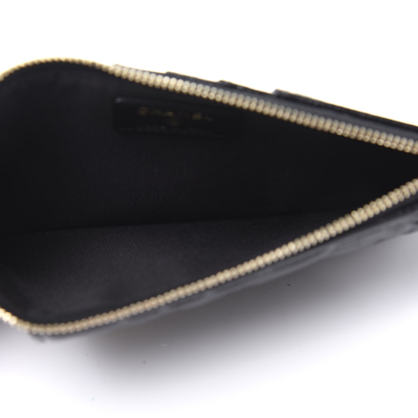 Caviar Camellia Embossed Classic Flat Wallet Pouch Black