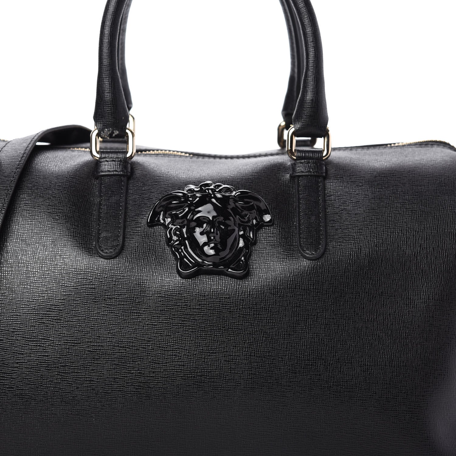 Versace Saffiano Calfskin Palazzo Duffle Bag Black 9 of 10