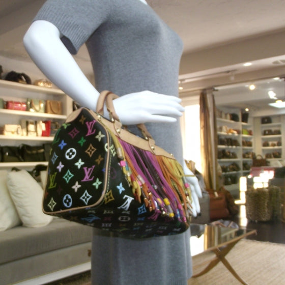 Louis Vuitton Monogram Multicolor Fringe Speedy 25 Black 2 of 10