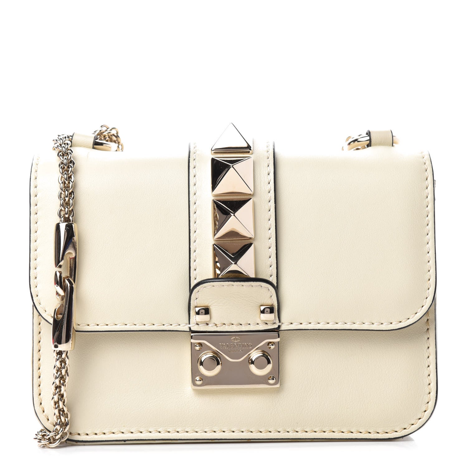 Valentino Garavani Vitello Mini Glam Lock Rockstud Flap White 1 of 12