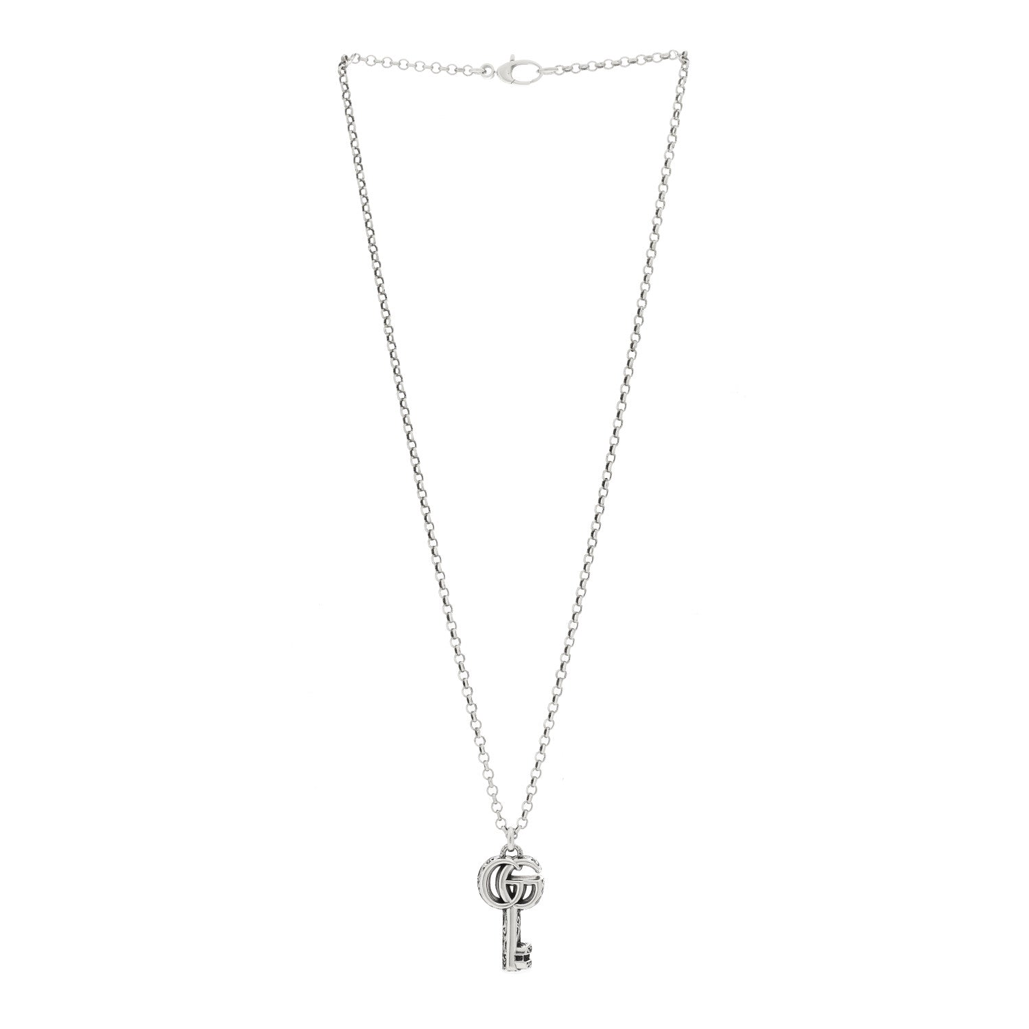 Gucci Sterling Silver Double G Key Pendant Necklace 3 of 5