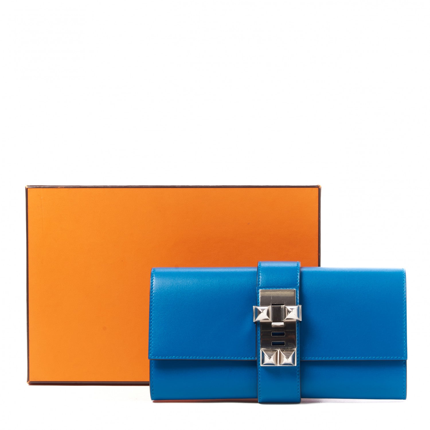 Hermes Tadelakt Medor 23 Clutch Bleu Izmir 10 of 10
