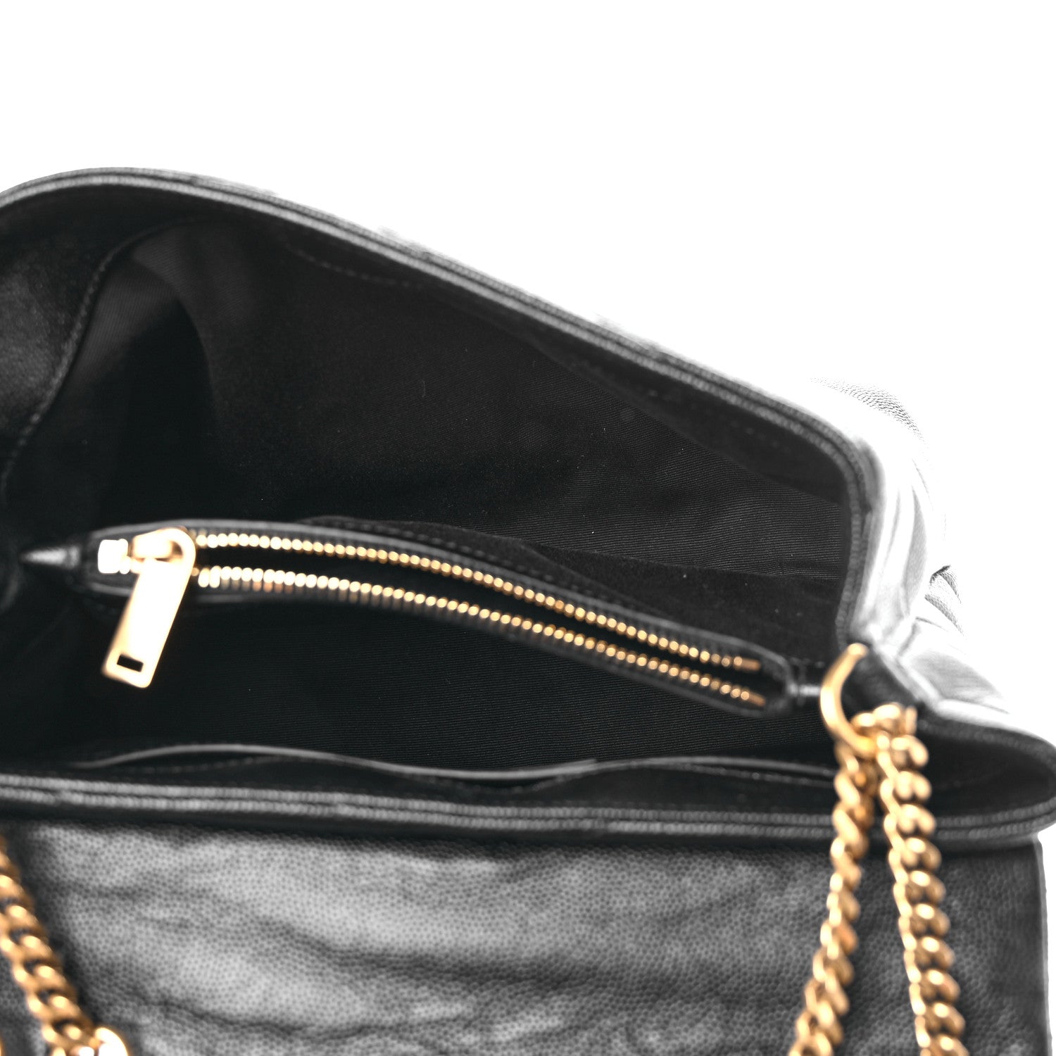 Saint Laurent Grain de Poudre Calfskin Y Quilted Monogram Small Loulou Chain Satchel Black 5 of 14