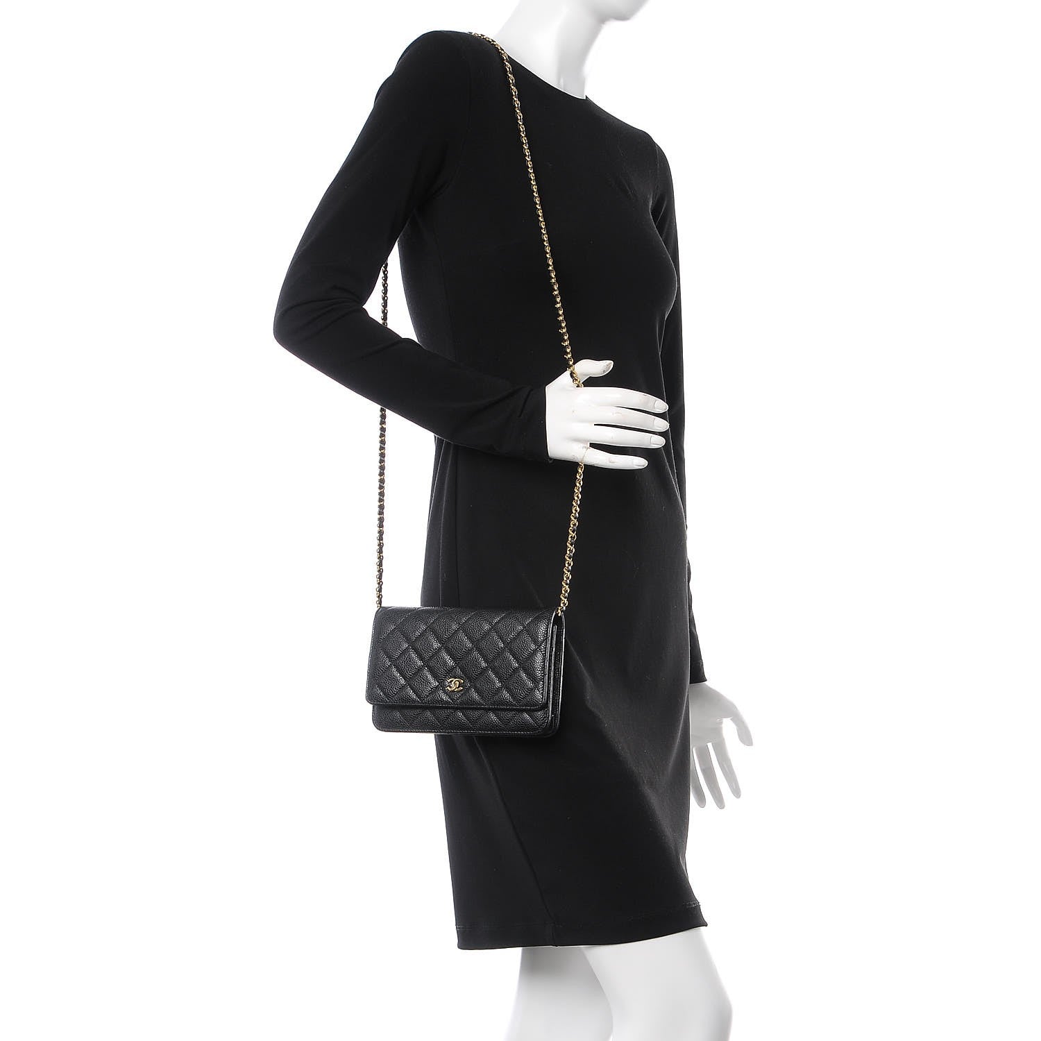Chanel Caviar Quilted Wallet On Chain WOC Black 2 of 8