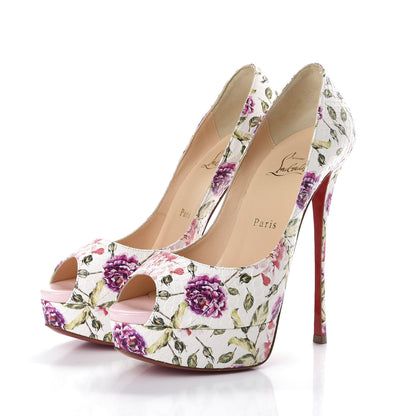 Christian Louboutin Watersnake Fiori Fetish Peep 150 Pumps 38 Latte Pompadour 2 of 10
