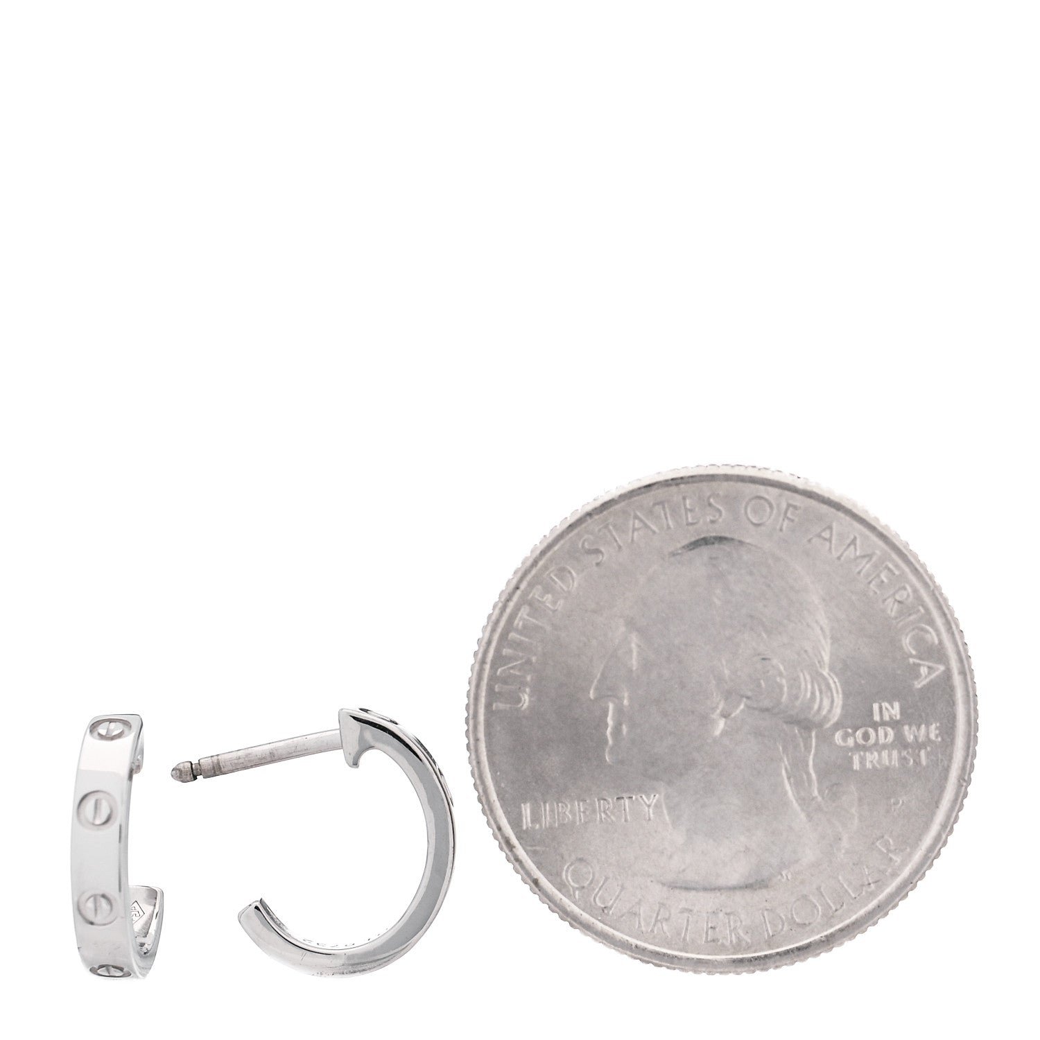 Cartier 18K White Gold Small LOVE Hoop Earrings 2 of 6