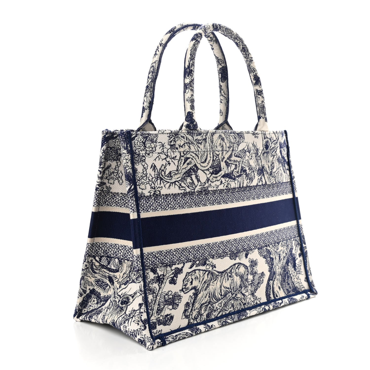 Christian Dior Canvas Embroidered Medium Dioriviera Toile De Jouy Book Tote Blue 3 of 11