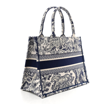Christian Dior Canvas Embroidered Medium Dioriviera Toile De Jouy Book Tote Blue 3 of 11