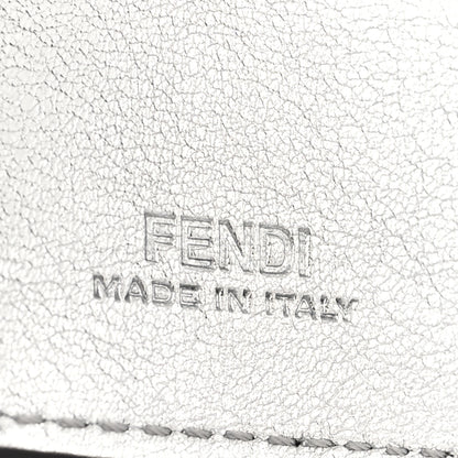 Fendi Vitello Soft Catalan Mirror F is Fendi Bi-Color FF 1974 Embossed Micro Tri-Fold Envelope Wallet Maya Black Argento 7 of 11