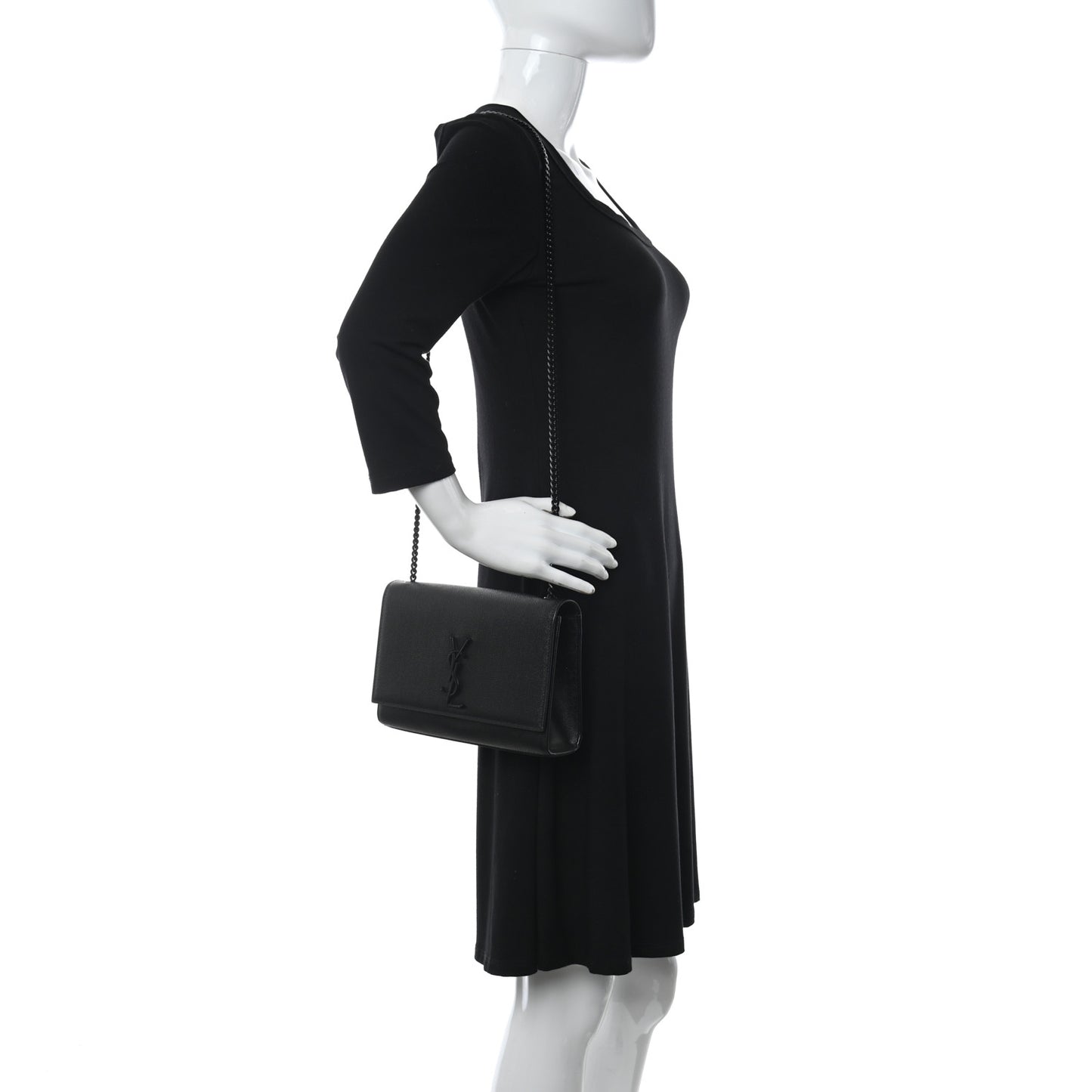 Grain De Poudre Medium Classic Monogram Kate Satchel Black
