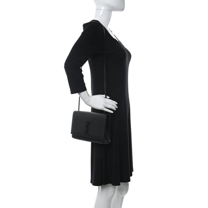 Saint Laurent Grain De Poudre Medium Classic Monogram Kate Satchel Black 2 of 9