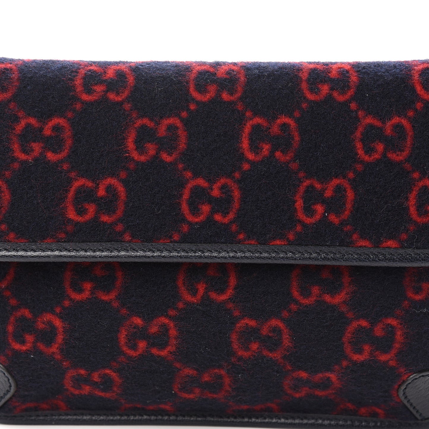 Covered Wool GG Monogram Slim Belt Bag Navy Red