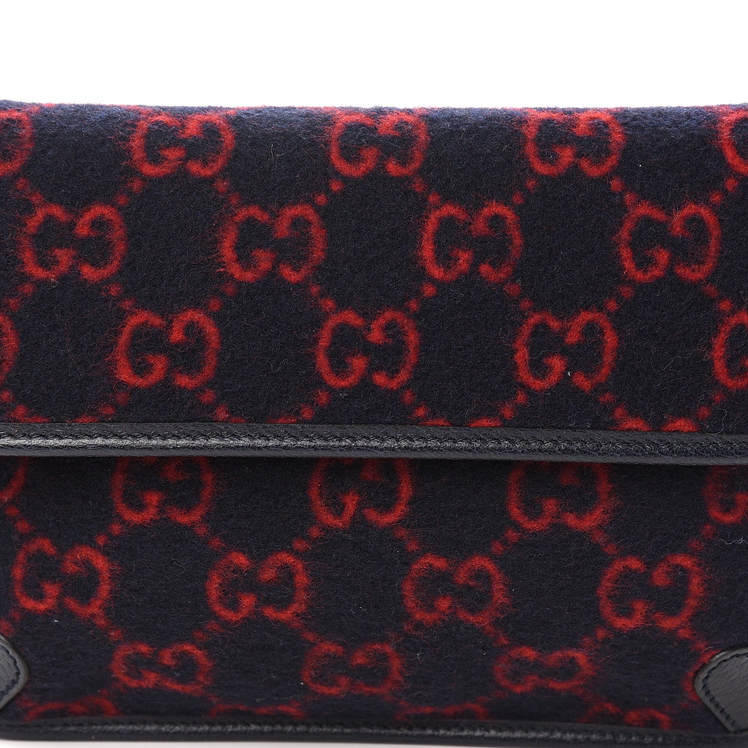 Gucci Covered Wool GG Monogram Slim Belt Bag Navy Red 10 of 10