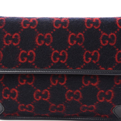 Gucci Covered Wool GG Monogram Slim Belt Bag Navy Red 10 of 10