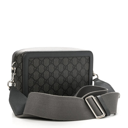 Gucci GG Supreme Monogram Textured Dollar Calfskin Small Ophidia Top Handle Shoulder Grey Black Graphite Grey 3 of 10