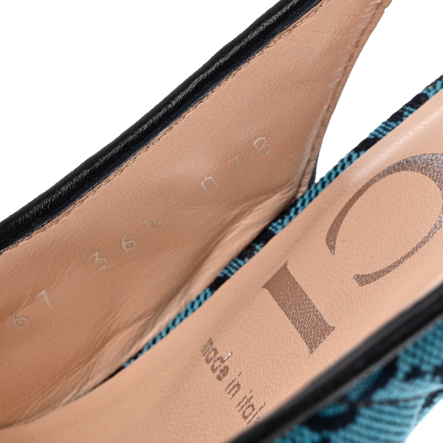Gucci Monogram Multicolor Matelasse Nappa Double G 55mm Slingback Pumps 36.5 Light Blue 10 of 12