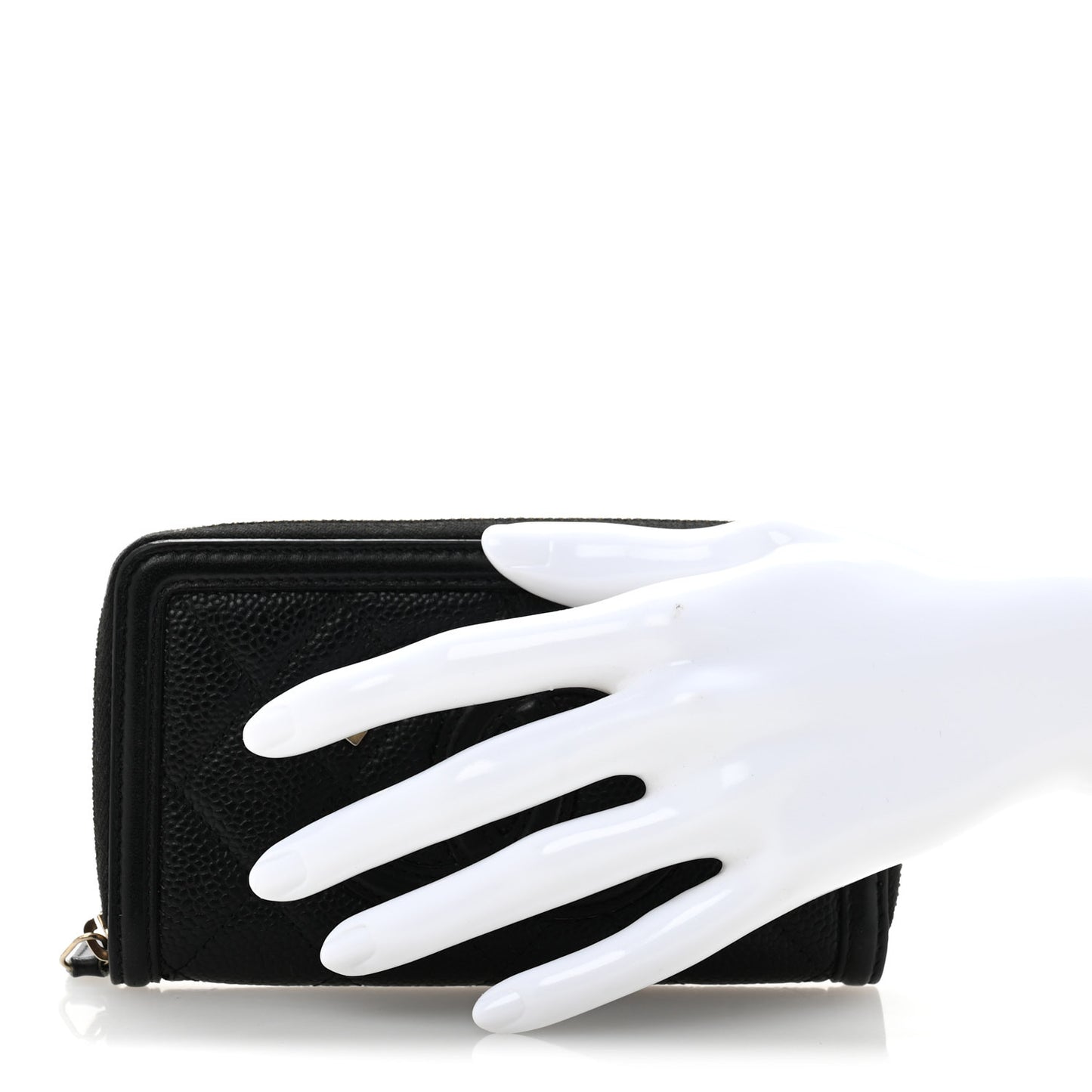 Caviar Quilted Medium Filigree Zip Around Wallet Black