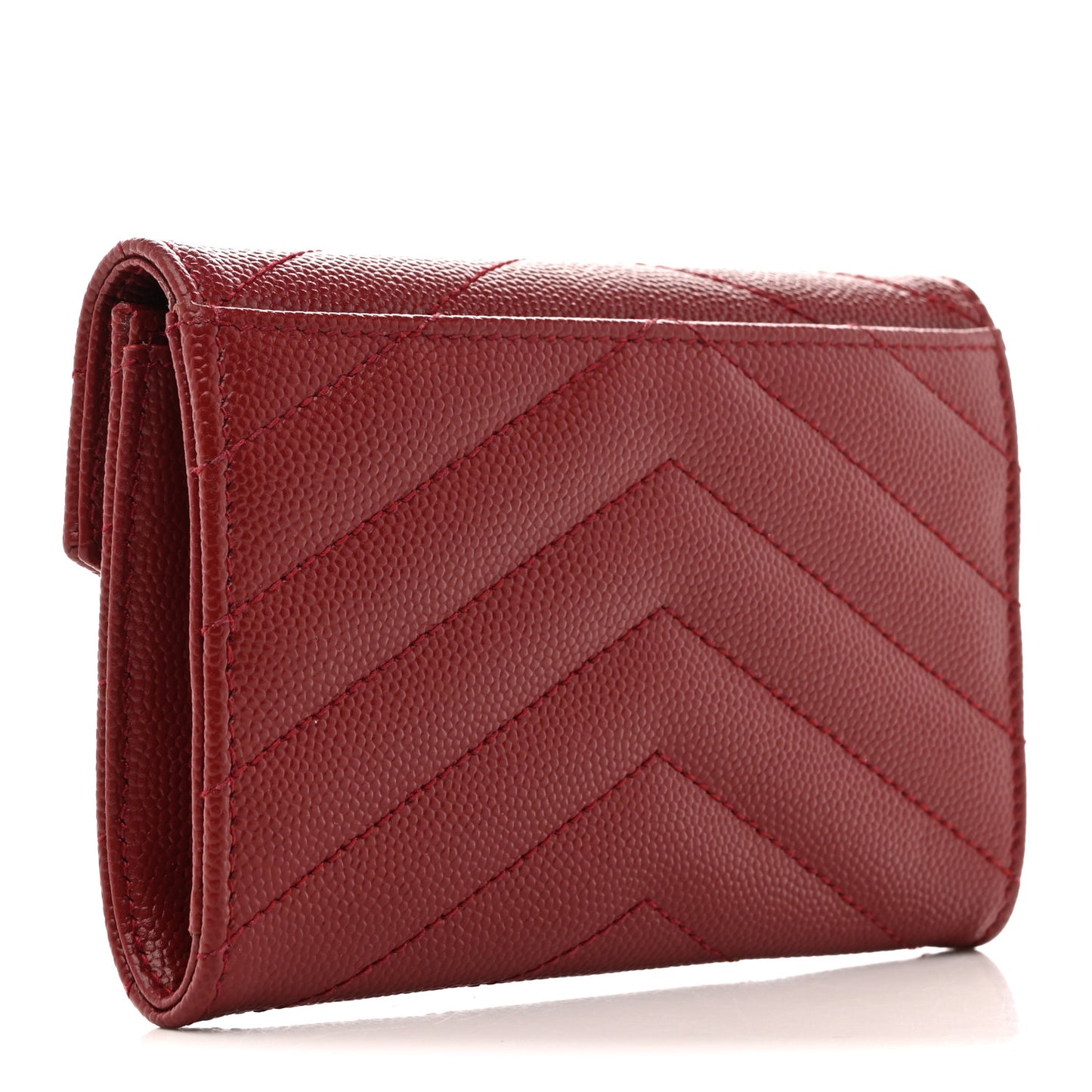 Grain De Poudre Matelasse Chevron Small Monogram Envelope Wallet Bordeaux