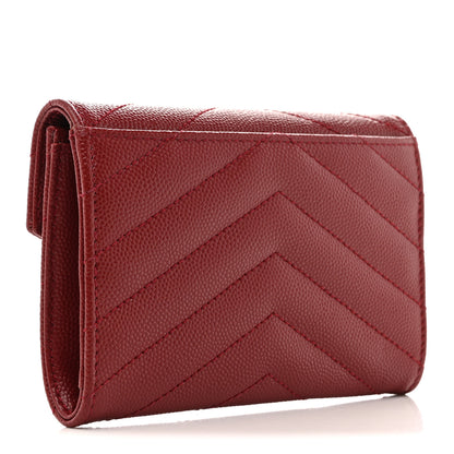 Saint Laurent Grain De Poudre Matelasse Chevron Small Monogram Envelope Wallet Bordeaux 3 of 11