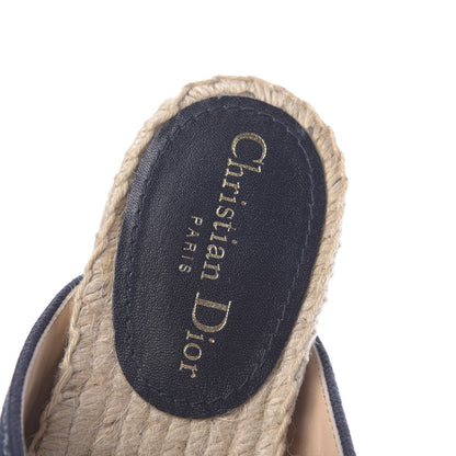 Christian Dior Canvas Embroidered Granville Espadrille Crisscross Flat Slide Sandals 37 Denim 6 of 9