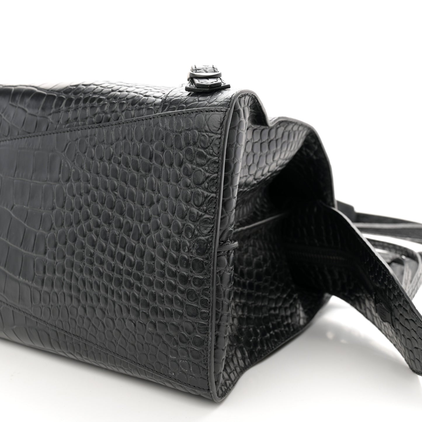 Calfskin Crocodile Embossed Neo Classic Silver Hardware Medium City Black