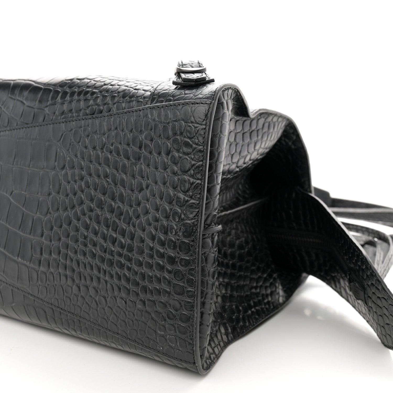 Balenciaga Calfskin Crocodile Embossed Neo Classic Silver Hardware Medium City Black 9 of 10