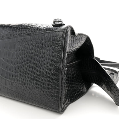 Balenciaga Calfskin Crocodile Embossed Neo Classic Silver Hardware Medium City Black 9 of 10