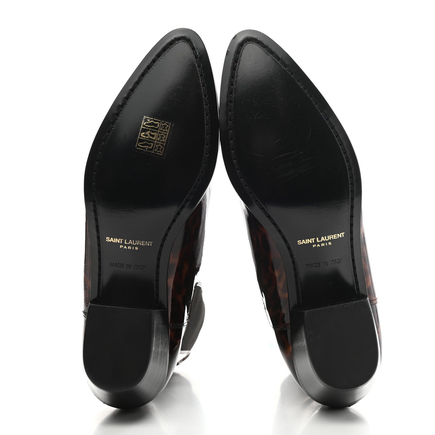 Saint Laurent Patent Tartaruga Chelsea Boots 37 Manto Naturale 5 of 10