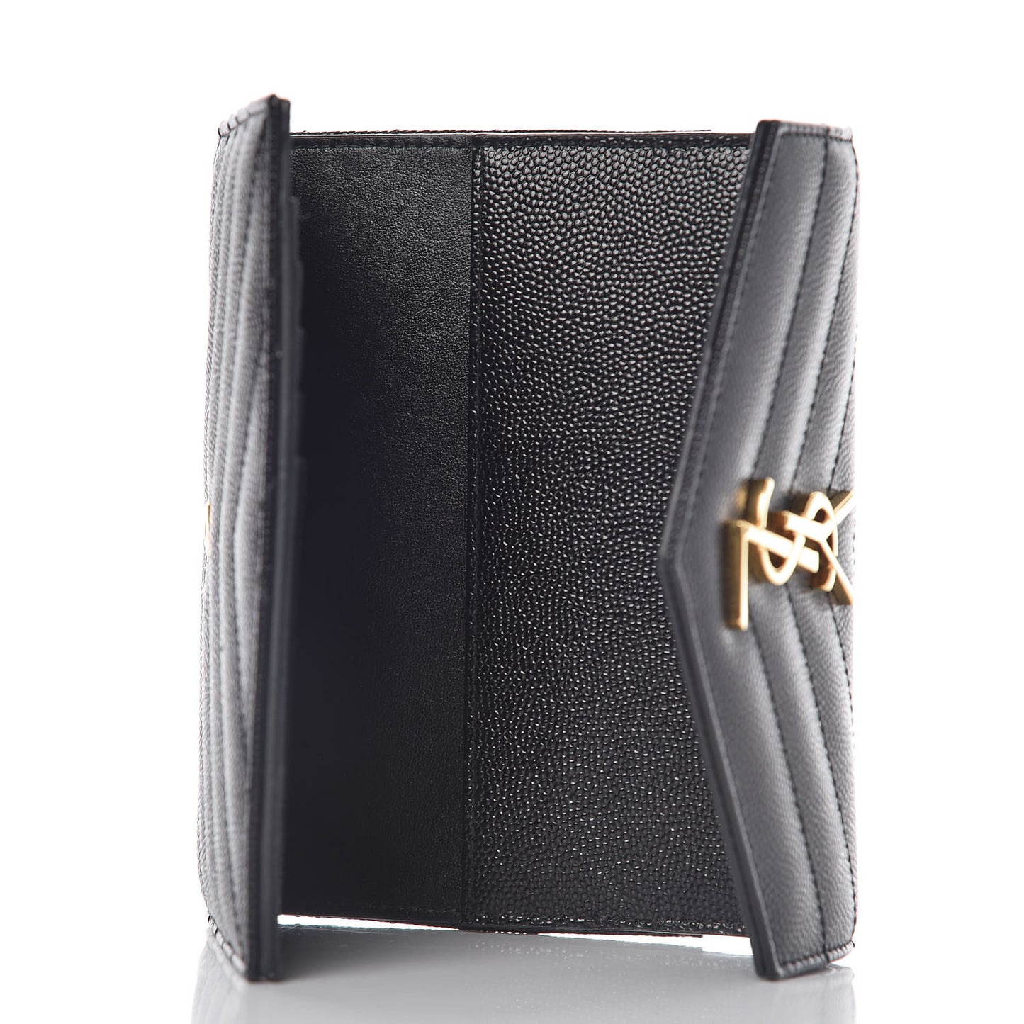 Grain De Poudre Matelasse Chevron Small Monogram Passport Case Black