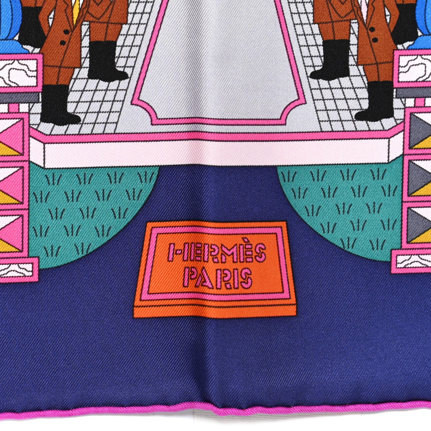 Hermes Silk La Maizeon Des Carres Scarf 90 Marine Rose Vert 2 of 5
