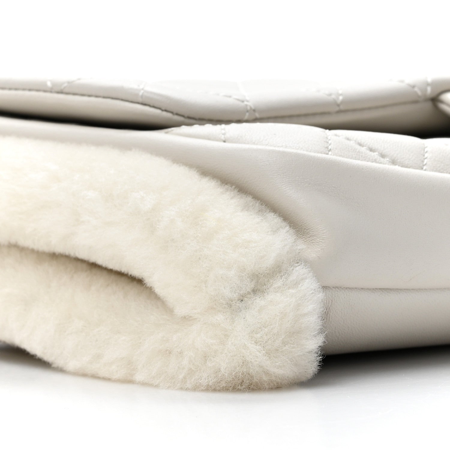 Chanel Lambskin Shearling CC Muff Flap Bag White 10 of 13