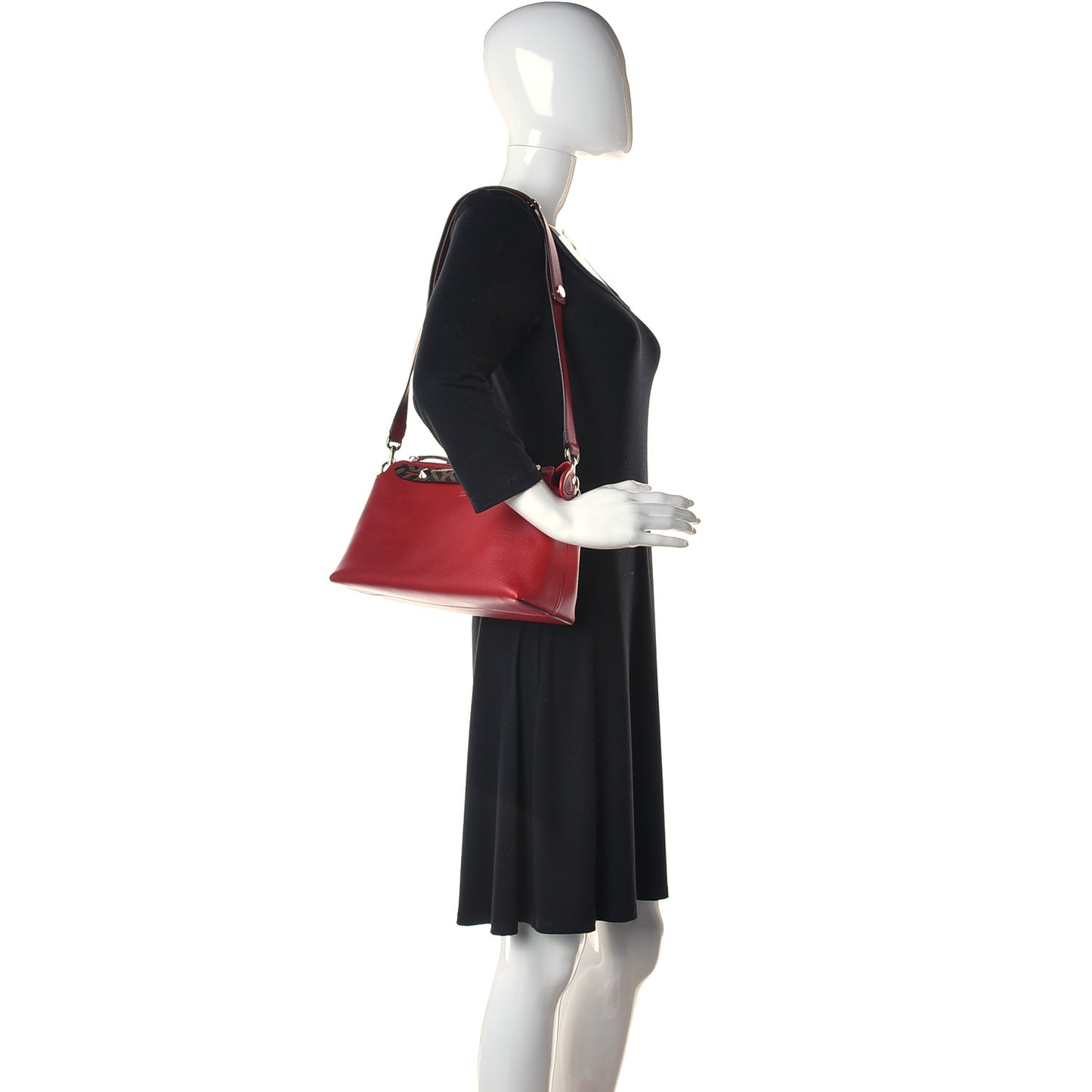 Vitello Dolce Bi-Color FF 1974 Embossed Medium By The Way Boston Bag Fragola Maya Black