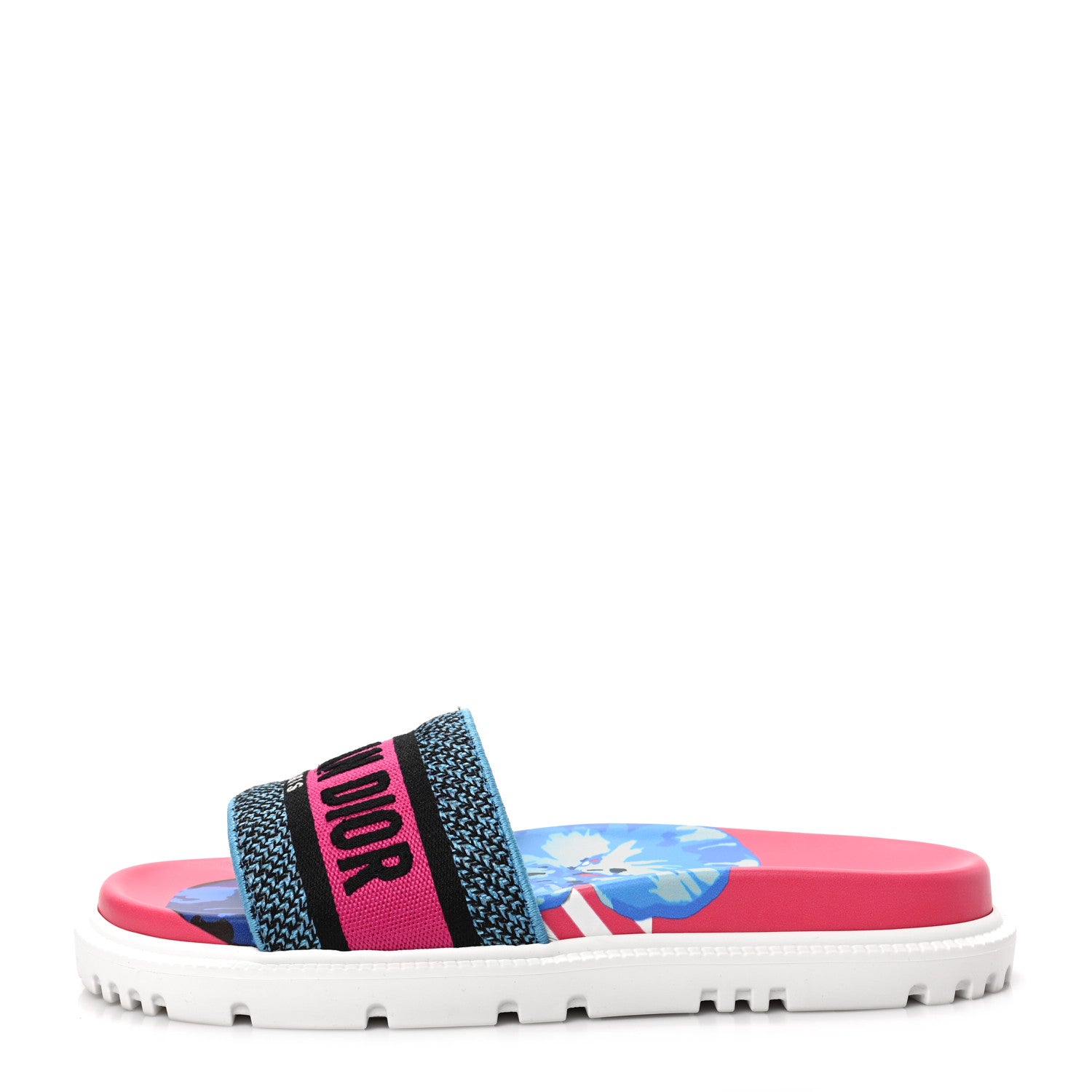 Christian Dior Canvas D-Flower Pop Embroidered Dway 10mm Slide Sandals 38.5 Pink Blue Multicolor 1 of 7