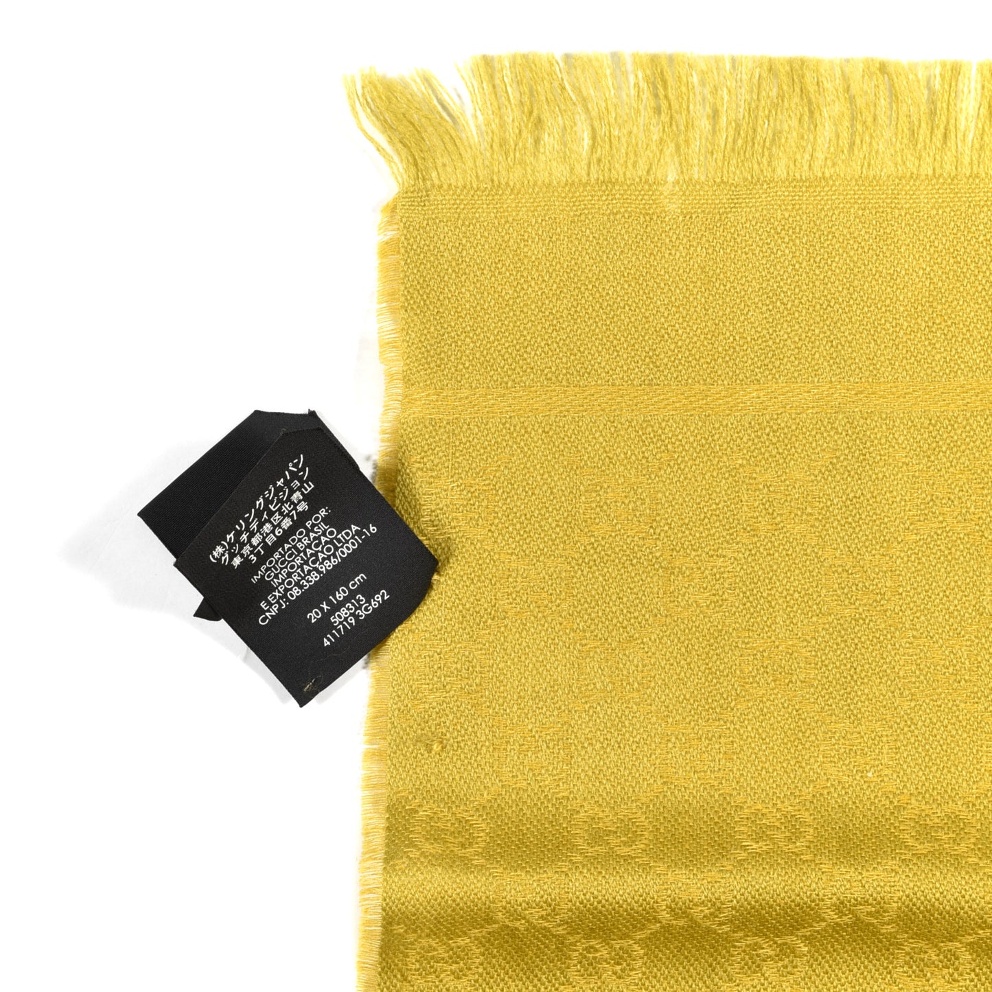Wool Silk Monogram Fringe Scarf Marigold