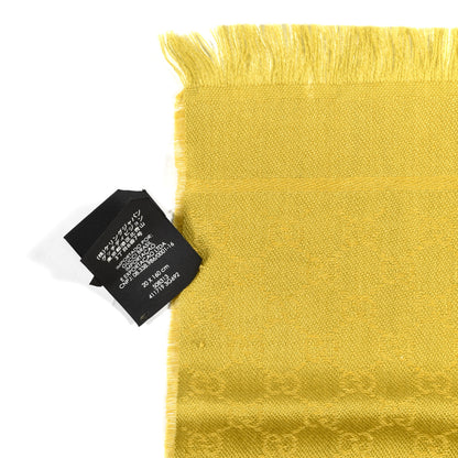 Gucci Wool Silk Monogram Fringe Scarf Marigold 5 of 5