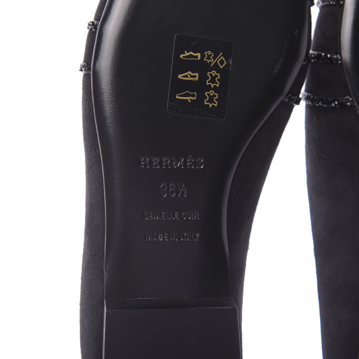 Hermes Suede Goatskin Rhinestone Roxane Mules 36.5 Black 9 of 11