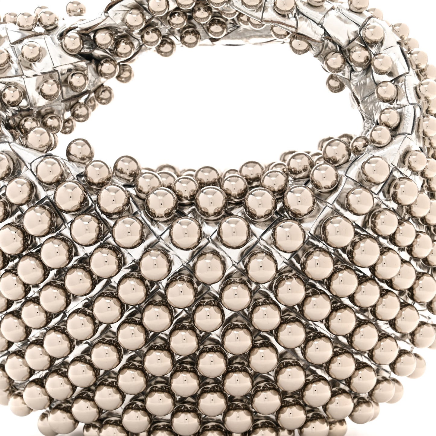 Metallic Nappa Studded Intrecciato Mini Jodie Silver