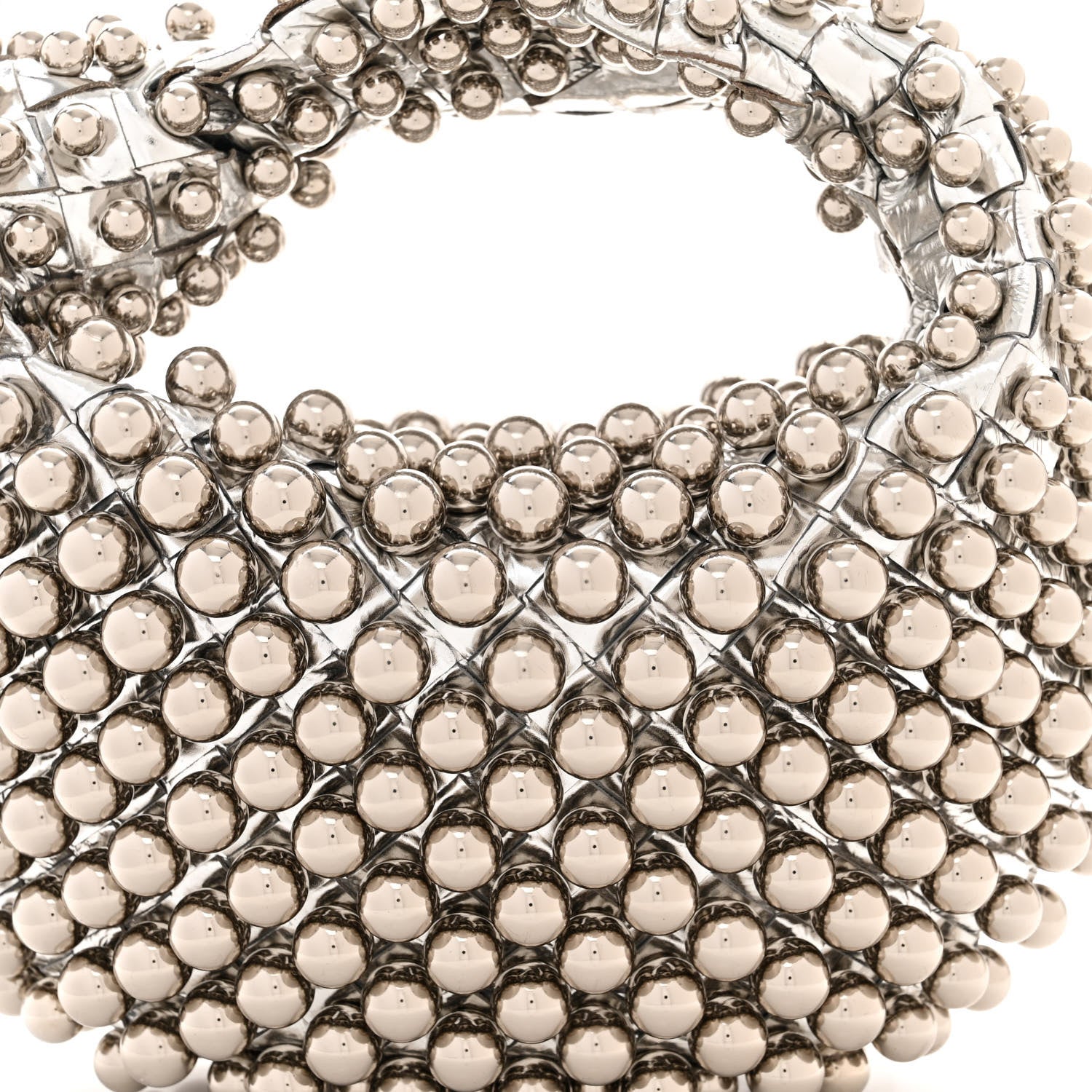 Bottega Veneta Metallic Nappa Studded Intrecciato Mini Jodie Silver 8 of 10