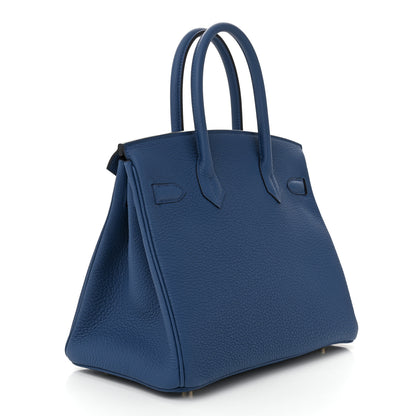Hermes Togo Birkin 30 Bleu Tie 3 of 11