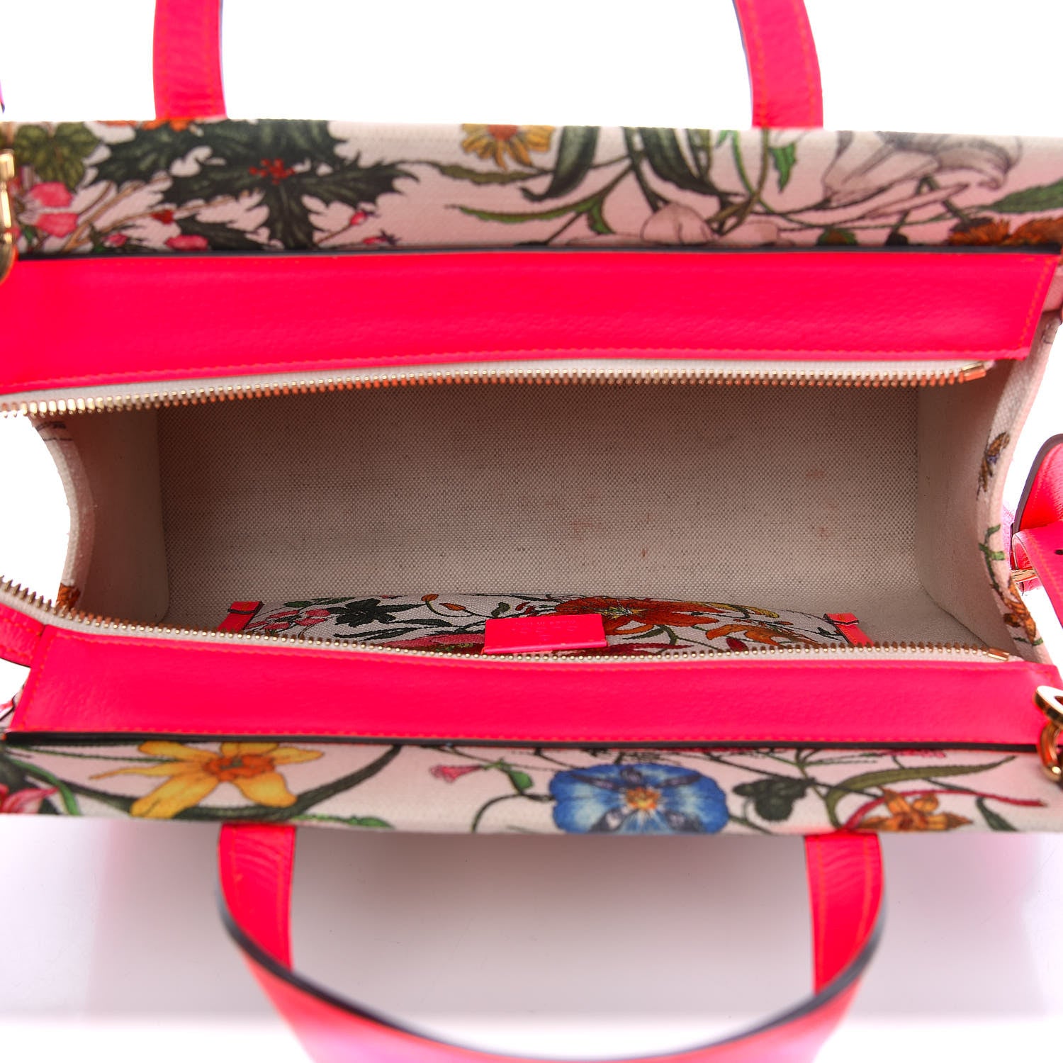 Gucci Canvas Medium Flora Tote Fuchsia 11 of 14