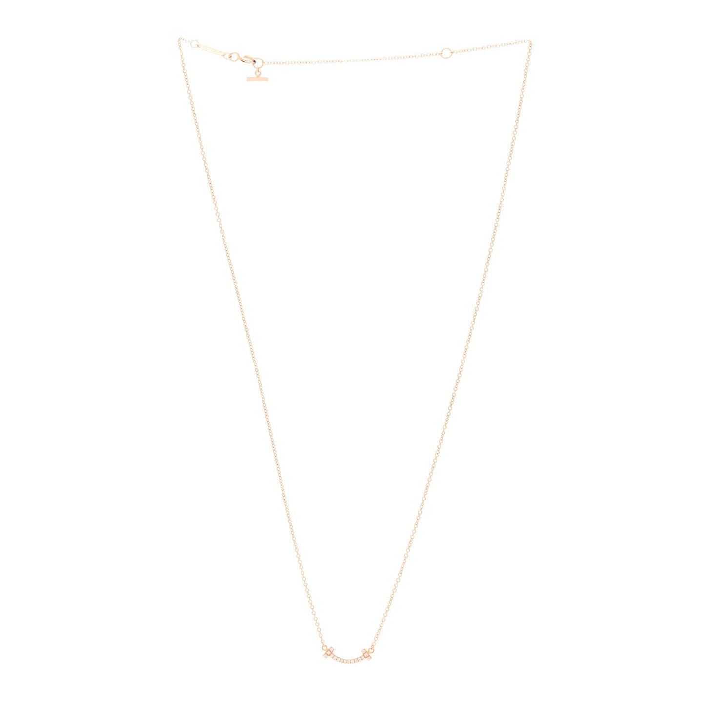 18K Rose Gold Diamond Mini T Smile Pendant Necklace