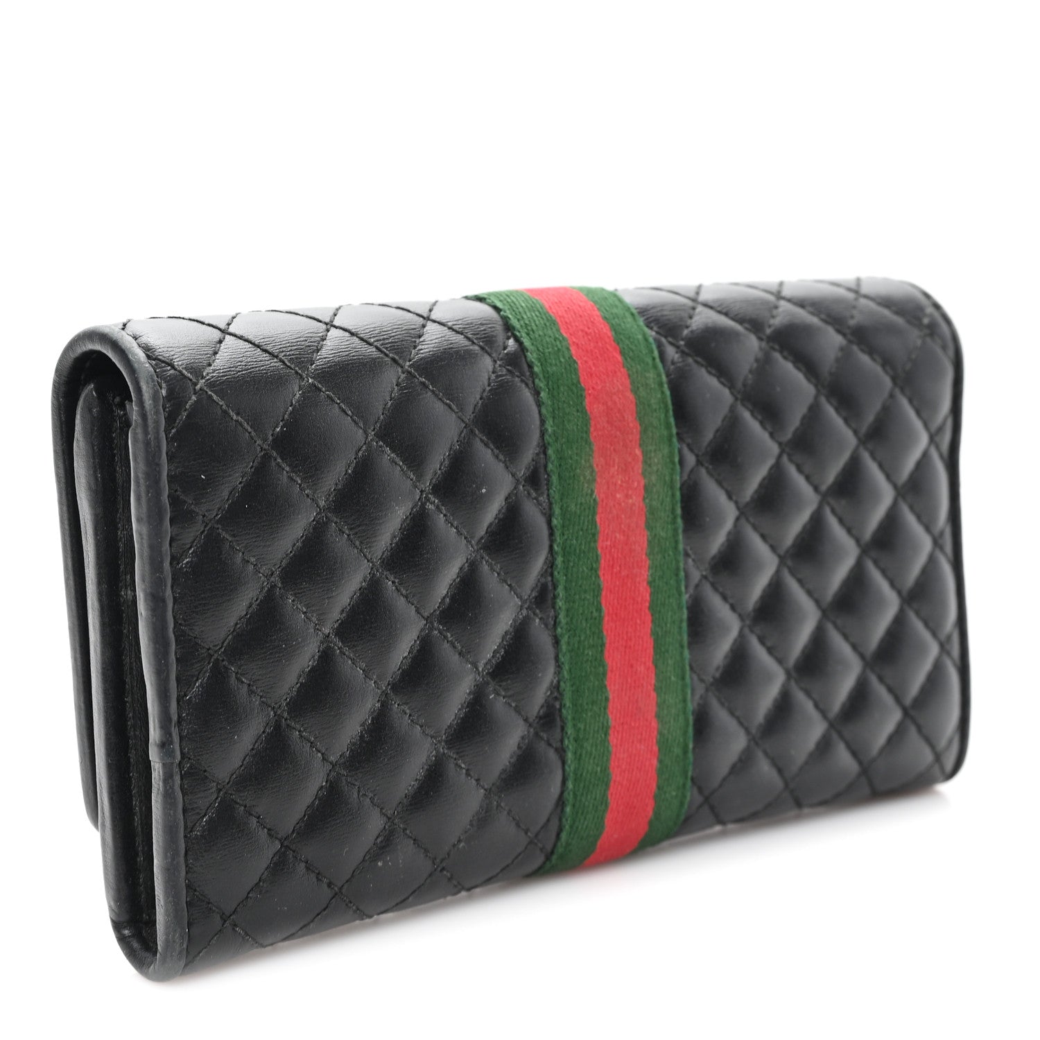 Gucci Calfskin Web Trapuntata GG Continental Wallet Black 3 of 7
