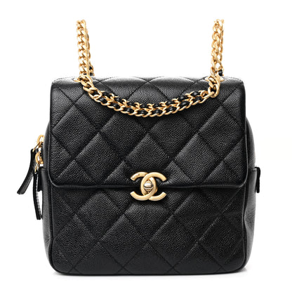 Chanel Shiny Caviar Quilted Chain Melody Backpack Black 1 of 11
