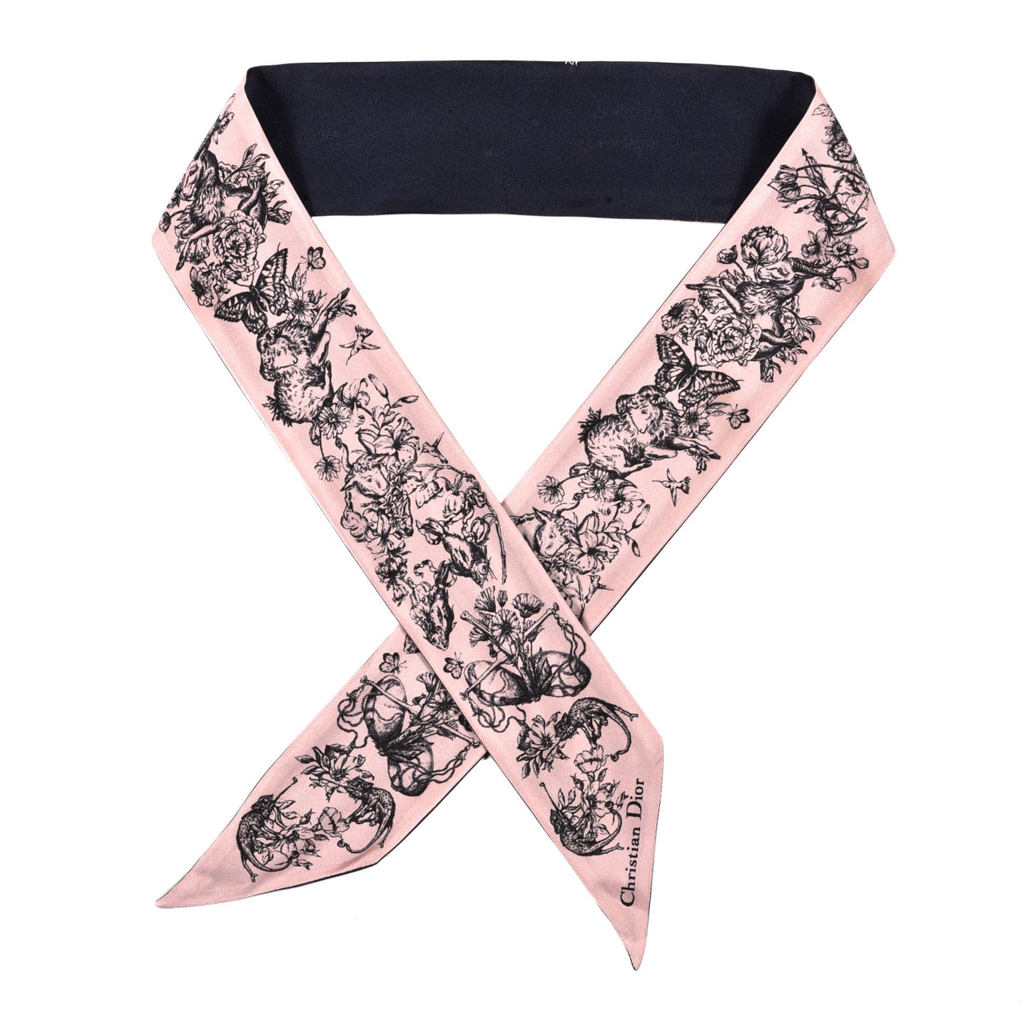 Silk Toile De Jouy Mitzah Scarf Pink Blue