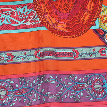 Hermes Silk Le Songe De La Licorne Scarf 90 Roes Indiene Capucine Violet 5 of 8
