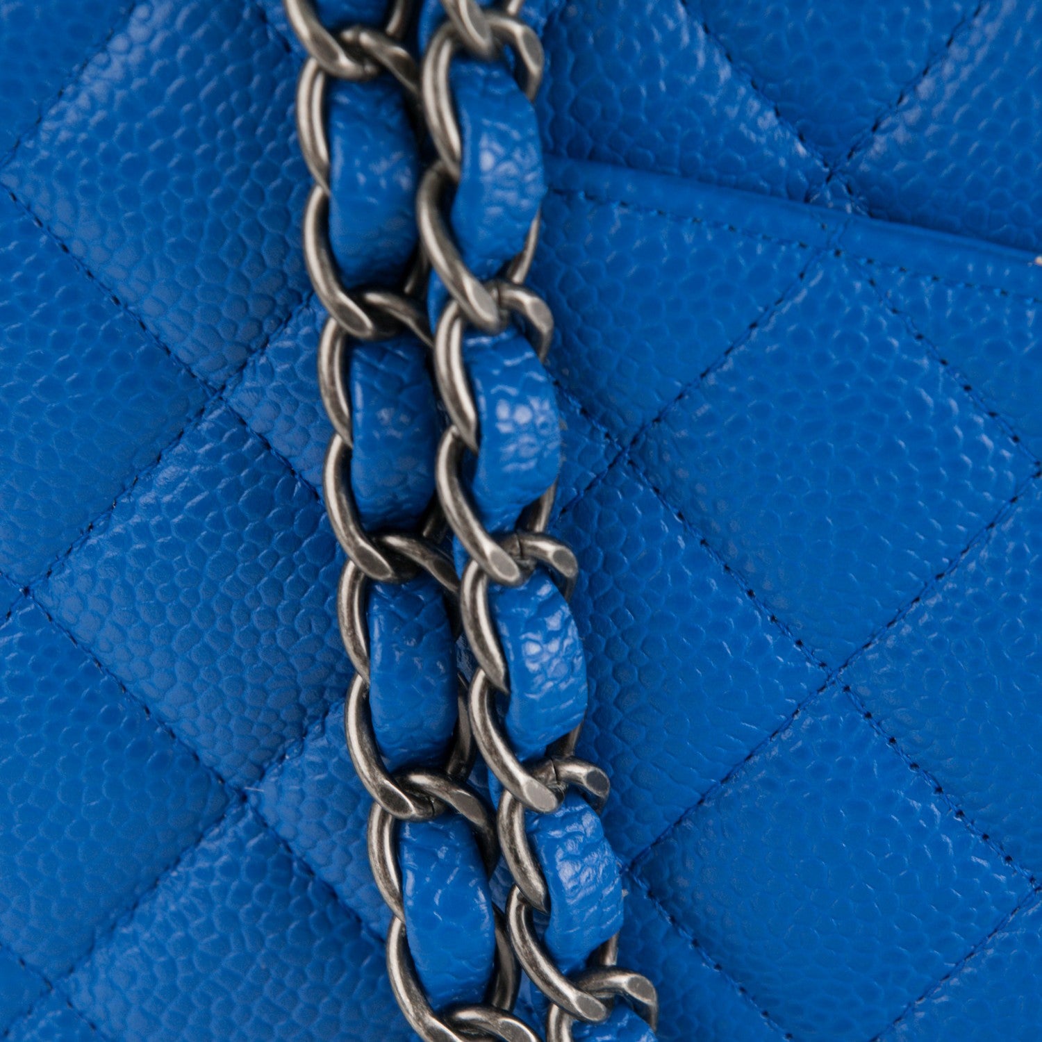 Chanel Caviar Quilted Medium Double Flap Blue 11 of 13
