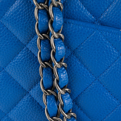 Chanel Caviar Quilted Medium Double Flap Blue 11 of 13