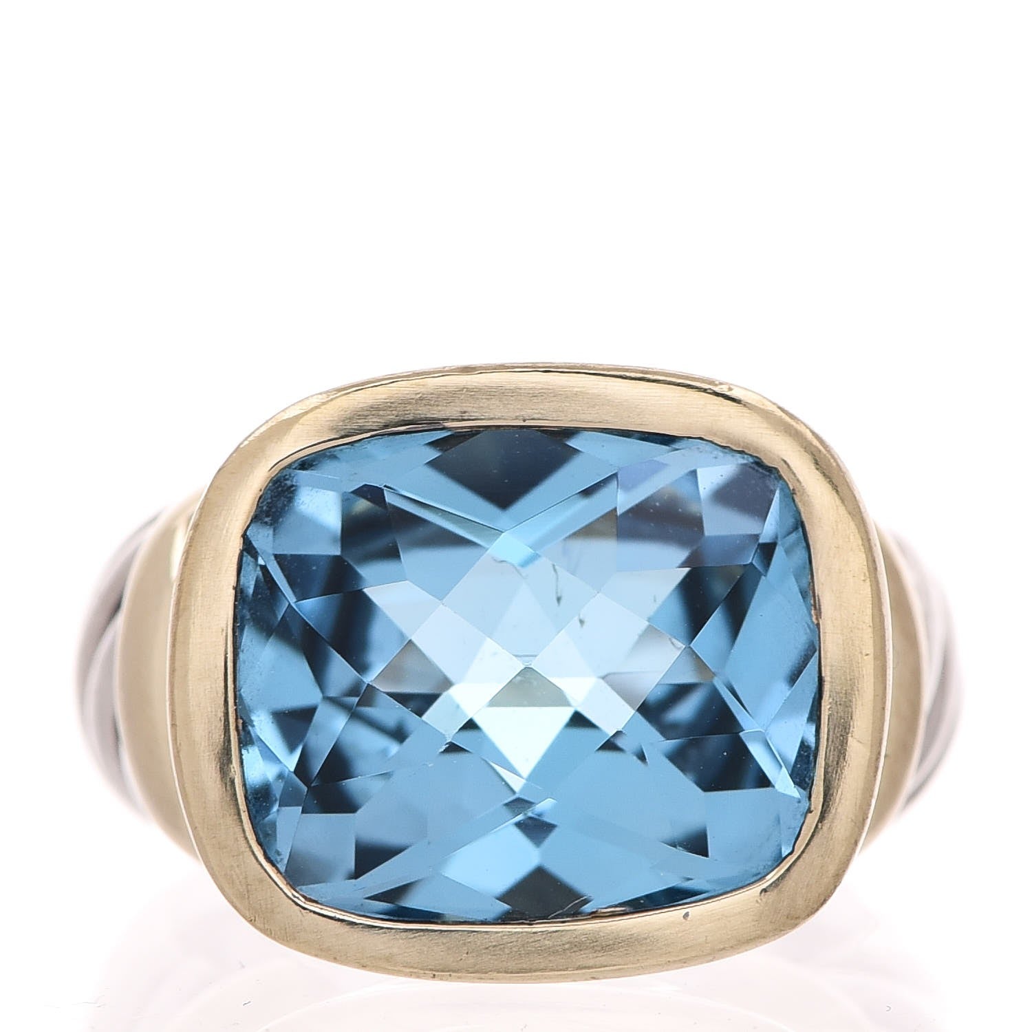 David Yurman Sterling Silver 14K Yellow Gold Blue Topaz 14mm Noblesse Ring 53 6.25 1 of 6