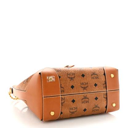 MCM Visetos Small Soft Berlin Drawstring Bucket Bag Cognac 4 of 9