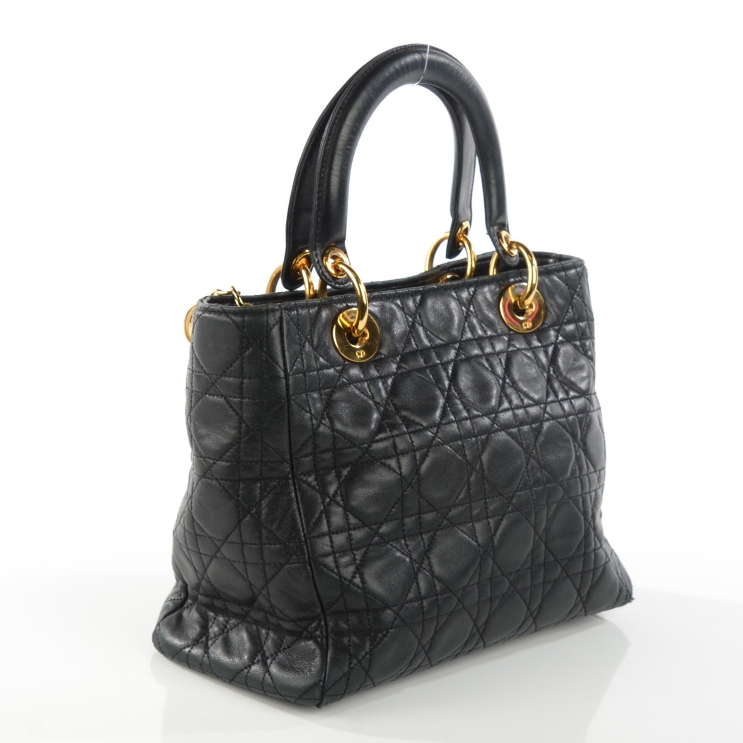 Christian Dior Lambskin Cannage Medium Lady Dior Black 3 of 9